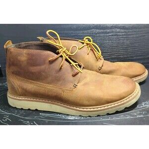 REEF Voyage Men 10 LE Chukka Boots Brown Full Grain Suede Leather Cork Sockliner